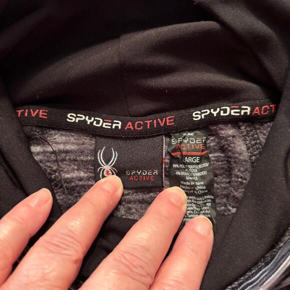 Spyder Active Womens Sz L Long Sleeve Grey & Black Cowl Neck Shirt Fleece lined - Picture 3 of 13